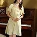 Holajoy Women's Cotton Victorian Nightgown Vintage Night Gown Princess Summer Short Sleeve Cute Mini Mid-thigh Length Nighties Sleep Lounge Dress Old Fashioned Pj Nightshirt Yellow X-Small