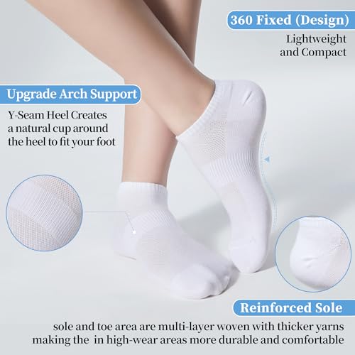 Image of Corlap Women's Ankle Cotton Socks - No Show Low Cut Athletic Running Soft Thin White Socks 6 Pairs