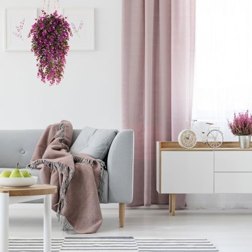 RECUTMS Artificial Hanging Plants Outdoors Faux Greenery Realistic Outdoor Porch Ferns,4 Pcs (Fuchsia)