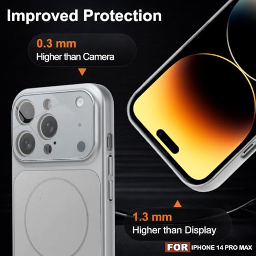 Image of SHINESTAR Premium Luxury Case Compatible with iPhone 14 Pro Max | Protective Back Cover with Camera Lens Safety | Wireless Charging Support | Slim Fit Durable Design | Enhanced Grip Protection -Silver