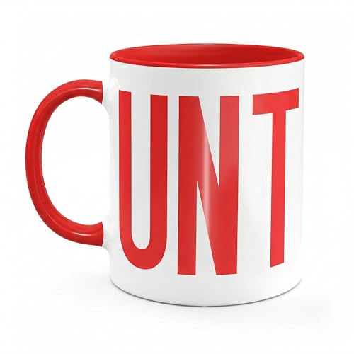 VIROSA Coffee Mug Red UNT Design 11oz (330ml) Ceramic Cup Rude Novelty Gag Gift for Friends Work Colleagues & Secret Santa Bold Sarcastic Tea Mug