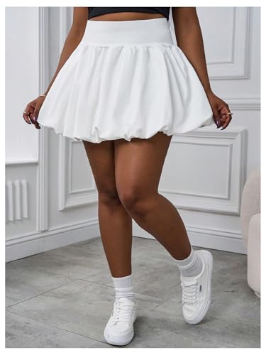 SweatyRocks Women's Plus Size Ruffle A Line High Waisted Mini Bubble Skirt Summer Skirts3