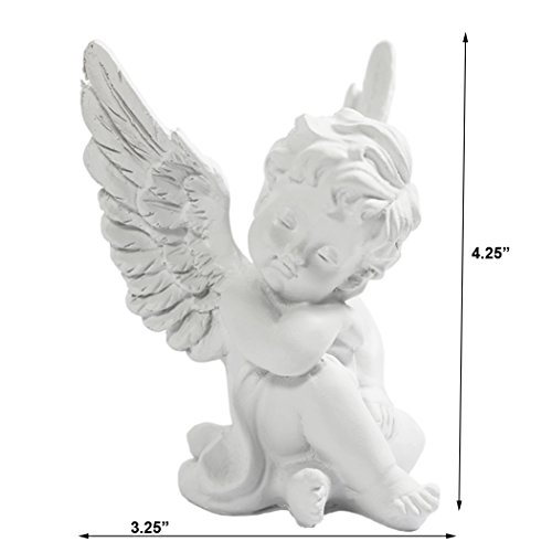 KiaoTime l Set of 2 Resin Adorable Cherubs Angels Statues Figurine Guardian Angel Garden Angels Sculpture Cute Angel Collection Wings Angel Memorial Statue 4.25" - Thumbnail 5