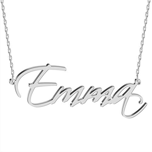 JOELLE JEWELRY Argent Collier Femme Collier Prénom Personnalisé Police sélectionnable avec Pendentif Personnalisation Nom Personnalisé Optionnels Cadeau Unique Avoir Une Boîte