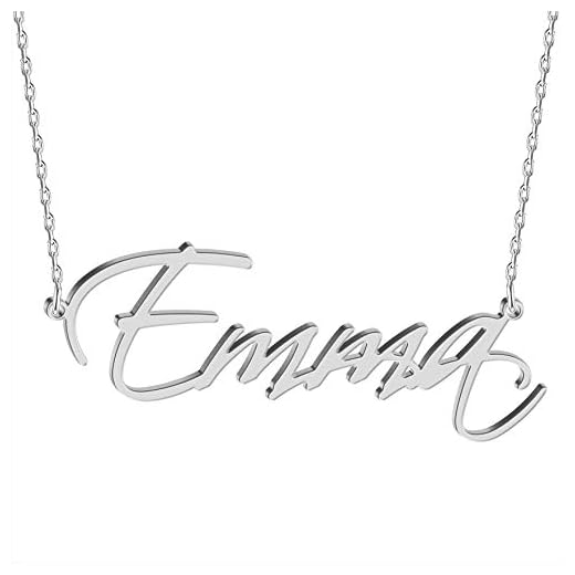 JOELLE JEWELRY Argent Collier Femme Collier Prénom Personnalisé Police sélectionnable avec Pendentif Personnalisation Nom Personnalisé Optionnels Cadeau Unique Avoir Une Boîte