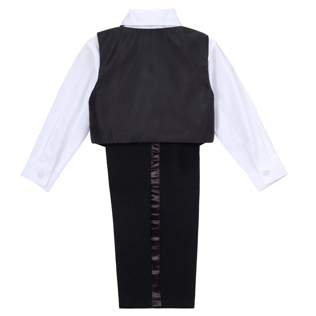 Lito Angels Smoking Costumes et Vestons Bebe Enfant Garcon, Ensemble 5 Pièces Costard (Blazer, Gilet, Chemise, Noeud Papillon et Pantalon), Noir/Ivoire/Blanche