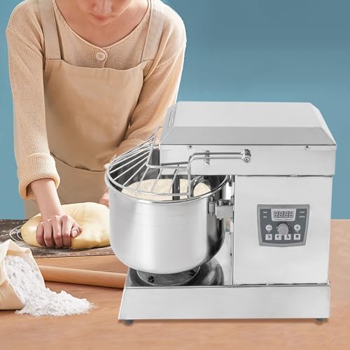 Commercial Flour Mixer Doughmaker Kitchen Electric Dough Kneading Machine Free Your Hands Spiral Stirring Rod Uniform Mixing Security Shield For Salads Jams Whipping Cream Protein (750W)