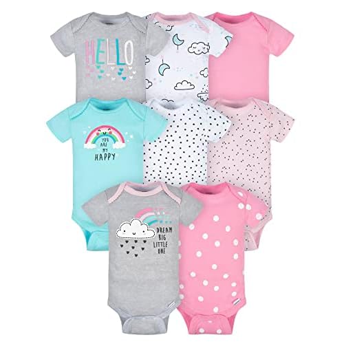 Gerber Baby-Girls 8-Pack Short Sleeve Onesies Bodysuits