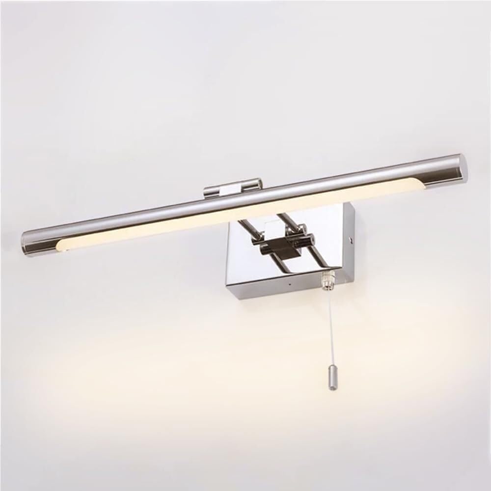 LYOUAE Modern Chrome Vanity Light Bar LED Linear Bathroom Mirror Lamp Adjustable Angle Mirror Front Lights with Pull Chain Switch(3000K,60cm)