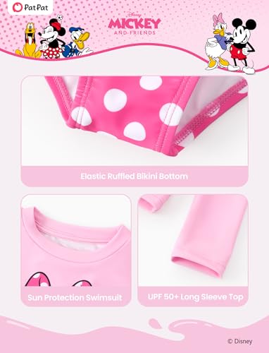 Image of Disney Frozen Elsa Stitch Marvel Toddler Girl Two Piece Long Sleeve UPF50+ Swimsuit Rashguard Sets Bathing Suit
