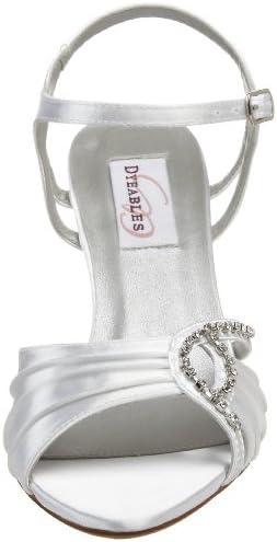 Dyeables Women's Ariana Ankle-Strap Sandal,White Satin,5.5 M US | Image 1
