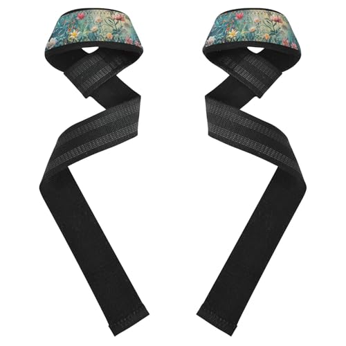 Nander Spring Flowers Wrist Straps for Weightlifting,Lifting Straps with Neoprene Cushioned Wrist Padded and Anti-Skid Silicone for Strength Training,Bodybuilding,Deadlifting