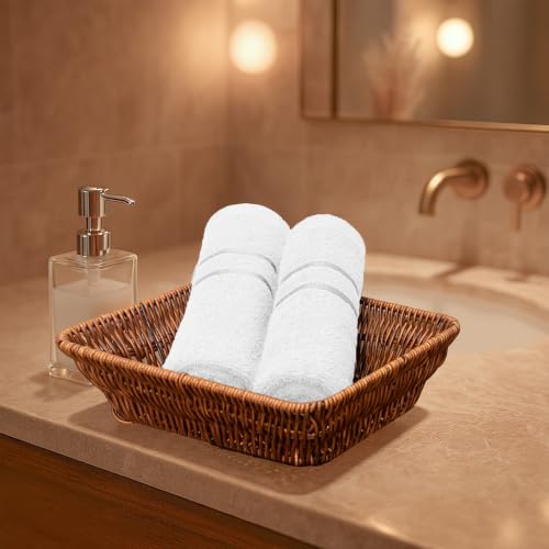 Image of MYTRIDENT 100% Cotton Hand Towels - Highly Absorbent, Super Soft 2 Piece Set, 400 GSM - for Gym, Spa, Comfort Living - Baby Talc