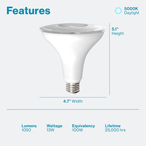 Sunco Lighting Par38 Led Flood Light Outdoor Bulb, Waterproof Bright Dimmable, 13W=100W, 5000K Daylight, 1050Lm, E26 Base, Ul Energy Star Listed 6 Pack #TOP1
