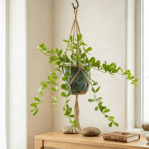 Image of Dekorly 2 Pack Artificial Plants Artificial Hanging Plants Faux Eucalyptus Leaf Greenery Fake Hanging Eucalyptus Plant (Green) (1, Green)
