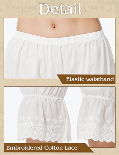 Cotton Lace Pettipants for Women Under Dress Half Slip Victorian Bloomers Pajama Pants Ivory Beige4
