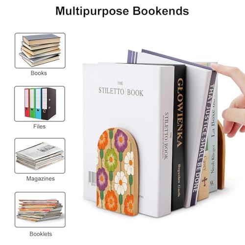 Sujetalibros de flores para evitar caídas de libros en estanterías de madera 4