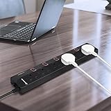 DEWENWILS 6 Way Extension Lead with Individual Switches, Surge Protected Extension Cable 5M with Indicator Lights, 13Amp Extension Cord, Wall Mounted, Black - Image 5