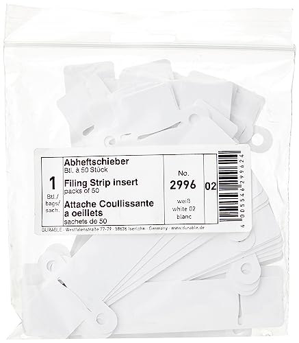 Durable Abheftschieber (zur Ablage in Ordnern) 50 Stück, weiß, 299602