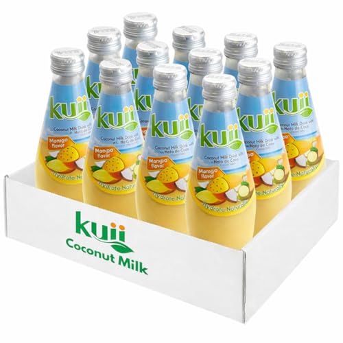 Kuii Coconut Milk Drink – Mango Flavor, 12 Count (9.8 fl oz Bottles) – Refreshing Drink with Nata de Coco for Fun & Fruity Tropical Hydration