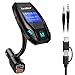 Produktbild iVoler Bluetooth FM Transmitter 5V/2.4A Quick Charger 3.0 KFZ Auto Wireless mp3 Player Audio Radio Adapter freisprecheinrichtung mit 2 USB Ladegerät, 1,44 Zoll Anzeige für iOS und Android - Schwarz