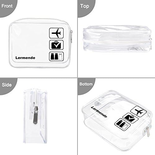 Image of 2pcs /pack Lermende Clear Toiletry Bag TSA Approved Travel Carry On Airport Airline Quart Sized 3-1-1 Compliant Bag Make-up Pouch Kit (Clear)