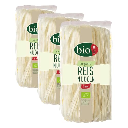 BIOASIA Fideos de arroz ecológico, fideos asiáticos elaborados con 100 % harina de arroz ecológica, sin gluten y veganos, 1 x 200 g (Paquete de 3)