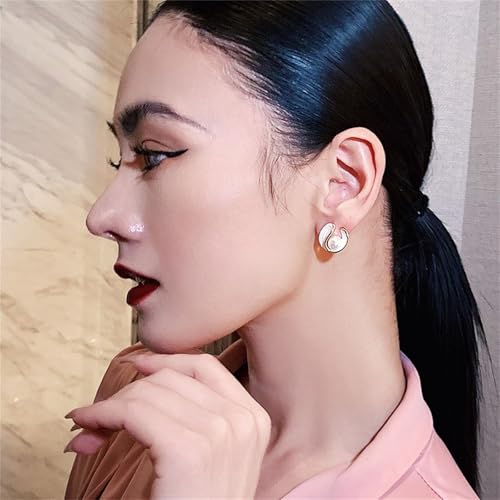 Pearl Stud Earrings for Women Stainless Steel Unique Statement Small Pearl Enamel Button Statement Vintage Earring Jewelry2