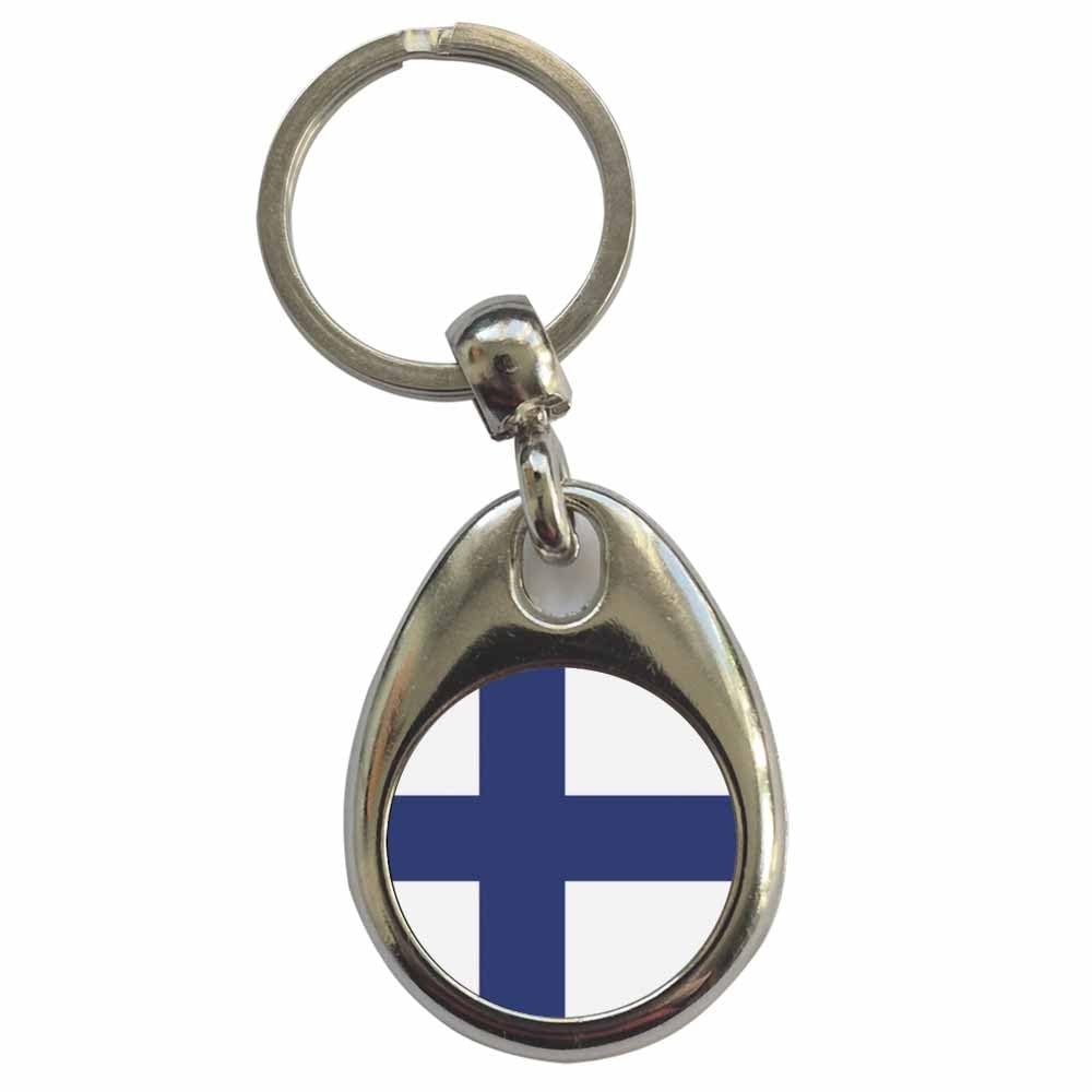 Ozorath Finland National Flag Keyring Keychain with Split Ring Attachment and Metal Key Fob