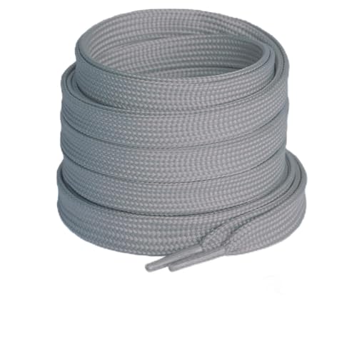Booyckiy 2 Pairs 3/8" Flat Shoe Laces for Sneakers, Light Gray 36 in
