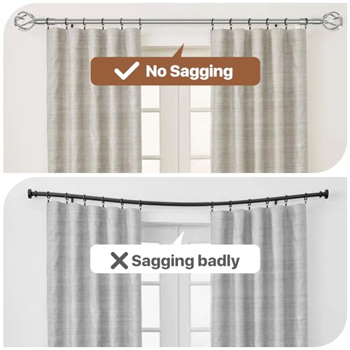 Miniatura 5 de Barras De Cortina Plateadas Para Ventanas De 48 A 84 Pulgadas Con Remates De Jaula Trenzados, Barra De Cortina Decorativa Resistente Con Soportes, Barras De Cortina Ajustables Para Dormitorio, Sala De
