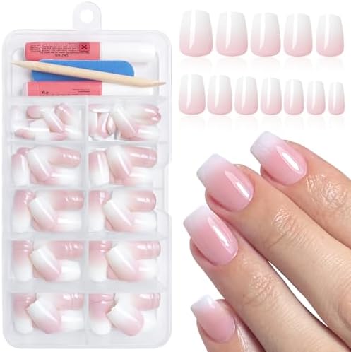 Amazon.com: Teenitor Almond French Tip Black Press On Nails - Short