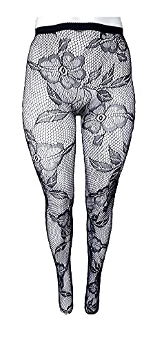 Women's Lace & Roses Fishnet Pantyhose 168YD101Q Florals in Bloom - Queen