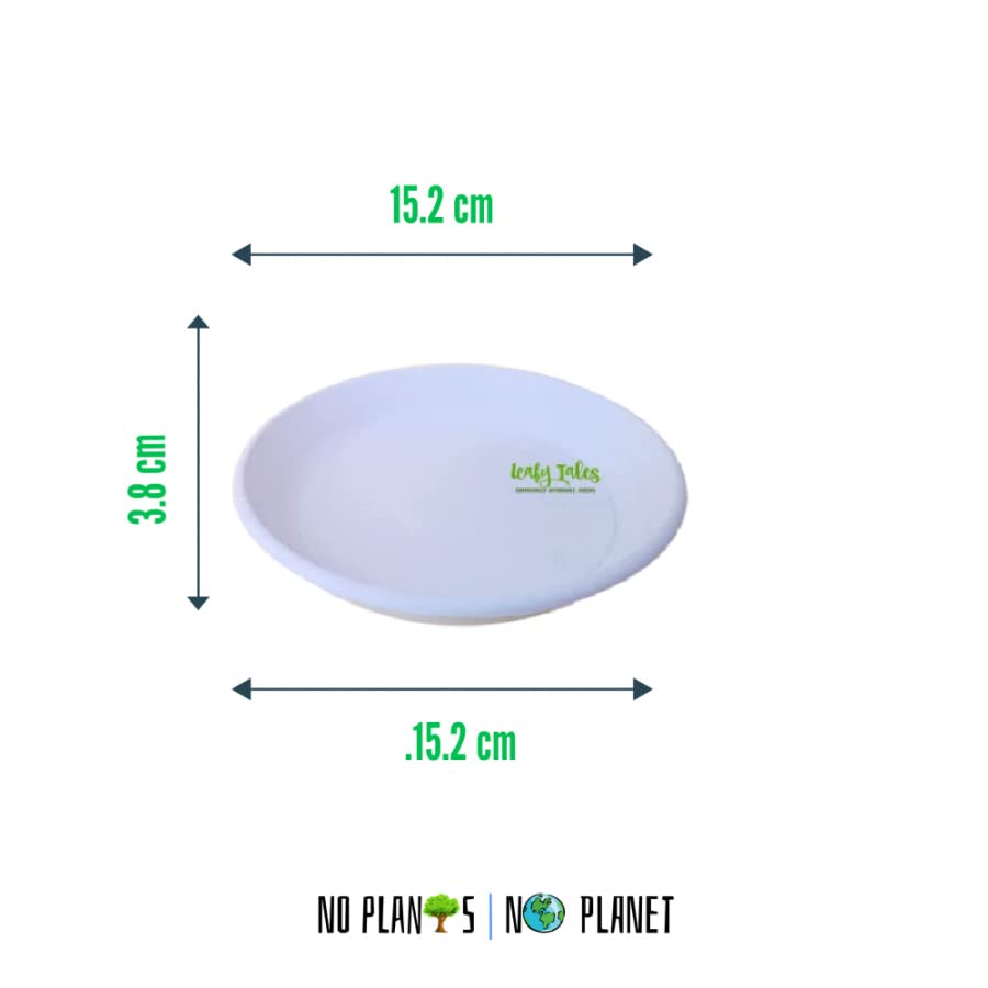 Leafy Tales Bottom Plate/Dripping Tray for Pots, White Color| (6-inch, White, Pack of 10) 2