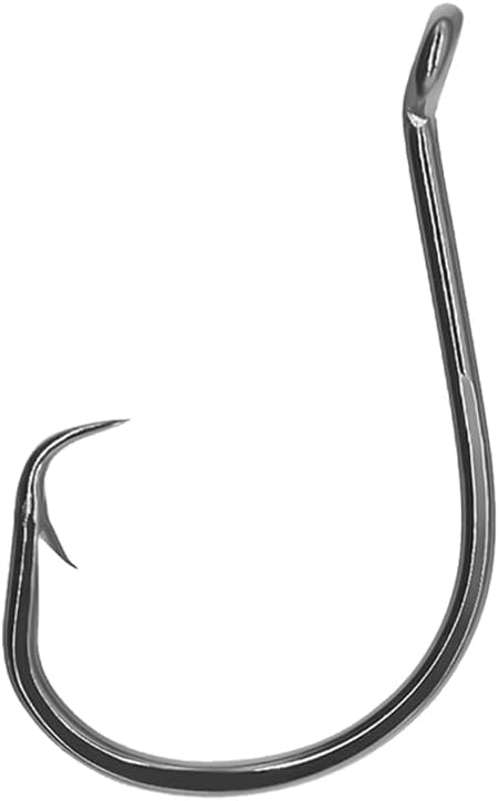 Miniatura 4 de Thekuai Anzuelos de pesca, paquete de 100 ganchos circulares, acero de alto carbono, níquel negro, ojo torneado hacia abajo, para surf y pesca,