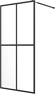 vidaXL Walk-In Shower Screen with Clear Tempered ESG Glass, Industrial Aesthetic, Adjustable Profile, Easy Assembly & Cleaning, 39.4"x76.8"