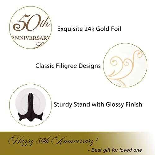 Urllinz 50Th Wedding Anniversary Plate With 24K Gold Foil-50Th Anniversary Wedding Gifts For Parents Couple,50 Year Golden Wedding Gifts For Him Her,9 Inch Porcelain Plate For Grandparents With Stand #TOP3