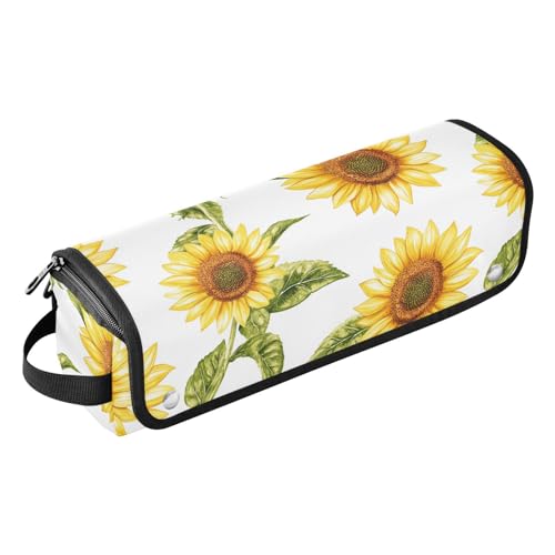 Bolsa de viaje blanca Retro Sunflowers para herramientas de cabello con almohadilla resistente al calor organizador portátil para planchas, rizadores y estilizadores miniatura 1