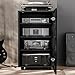 Grufle Media Storage Cabinet with Tempered Glass Door, 3 Adjustable Shelves Stereo Cabinet with Cable Management, AV Rack for Living Room/Gaming Setup/Home Studio Audio Rack (Black)