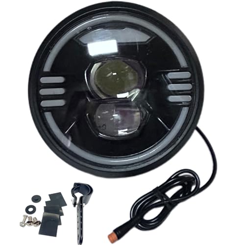 3 Pin Male Connector EBike LED Headlight 48V 52V 60V Super Bright Night Riding Horn Light for Fat Tire Ebike Electric Snow Bike Replacement Front Light