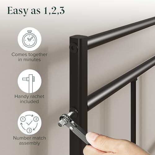 Zinus Elias Single Bed Frame – Bed 190X90 Cm – 30Cm Height –Metal Bed Frame With Headboard – Platform Bed Frame With Steel Slat Support – Modern Design - Easy Assembly – Black - 9