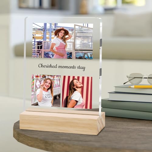 Image of Giftplease Customized Photo Frame with Text & Wooden Stand | Personalised Printed Photo Frame Gift for Sister | Birthday, Tabletop D cor | Customized Photo Gift (6x8 Inches) SIS 11