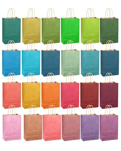 24Pcs Rainbow Gift Paper Bags with Handles - 8.3x6x3.15 Inch - Image 3
