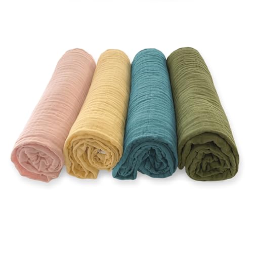 Image of SwaddleDesigns Cotton Muslin Swaddle Blankets for Baby Boy & Baby Girl, Set of 4, Neutral Receiving Blankets for Newborn, Baby Registry & Gift, 46x46 inches, Fiesta
