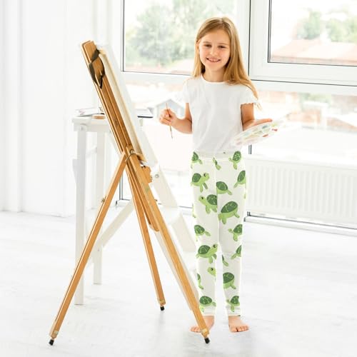 ALAZA Girls' Leggings Children's Yoga Pants Skinny Printed Dance Green Turtle Cartoon Comfortable 4T4
