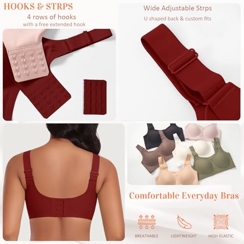 Image of Wireless Jelly Seamless Bras for Women No Underwire Tshirt Full Coverage Padded Bra Comfortable Everyday Bralettes
