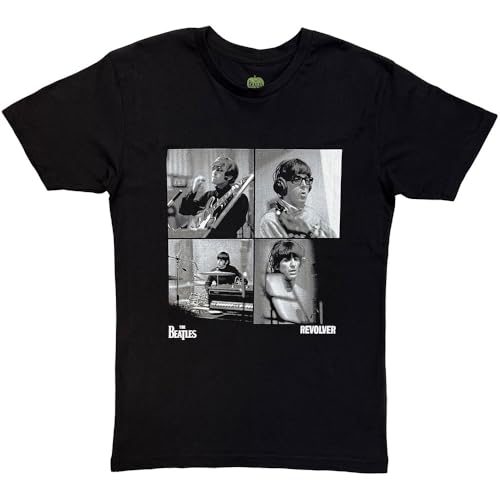 The Beatles T Shirt Revolver Studio Shots Band Logo Official Mens Black Size L - Les Beatles, Paul McCartney, John Lennon, RIngo Starr, George Harrison The Beatles T Shirt Revolver Studio Shots Band Logo Official Mens Black Size L