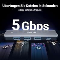 UGREEN USB Hub 3*USB 3.0 + 1*USB C Ports mit Stromversorgung 5Gbps (60cm) – Ansicht 2