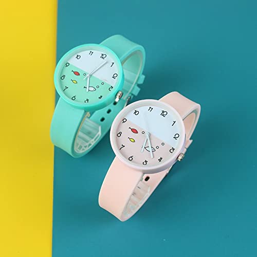 Reloj de niña Relojes de Pescado de Goma Blanda Reloj de Pulsera de Cuarzo de Moda para niña Reloj de Mujer Horas Femeninas Relojes para niñas (Color : Black xy)
