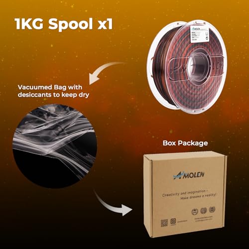 Image of AMOLEN PLA 3D Printer Filament, PLA Filament 1.75mm Silk Black Shiny Red Gold Filament, 3D Printing Filament 1KG /2.2lb